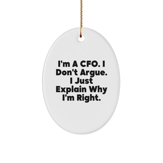 CFO Gifts from Friends to CFO - Oval Ornament with Funny Quote - Christmas Unique Gifts - Image 1