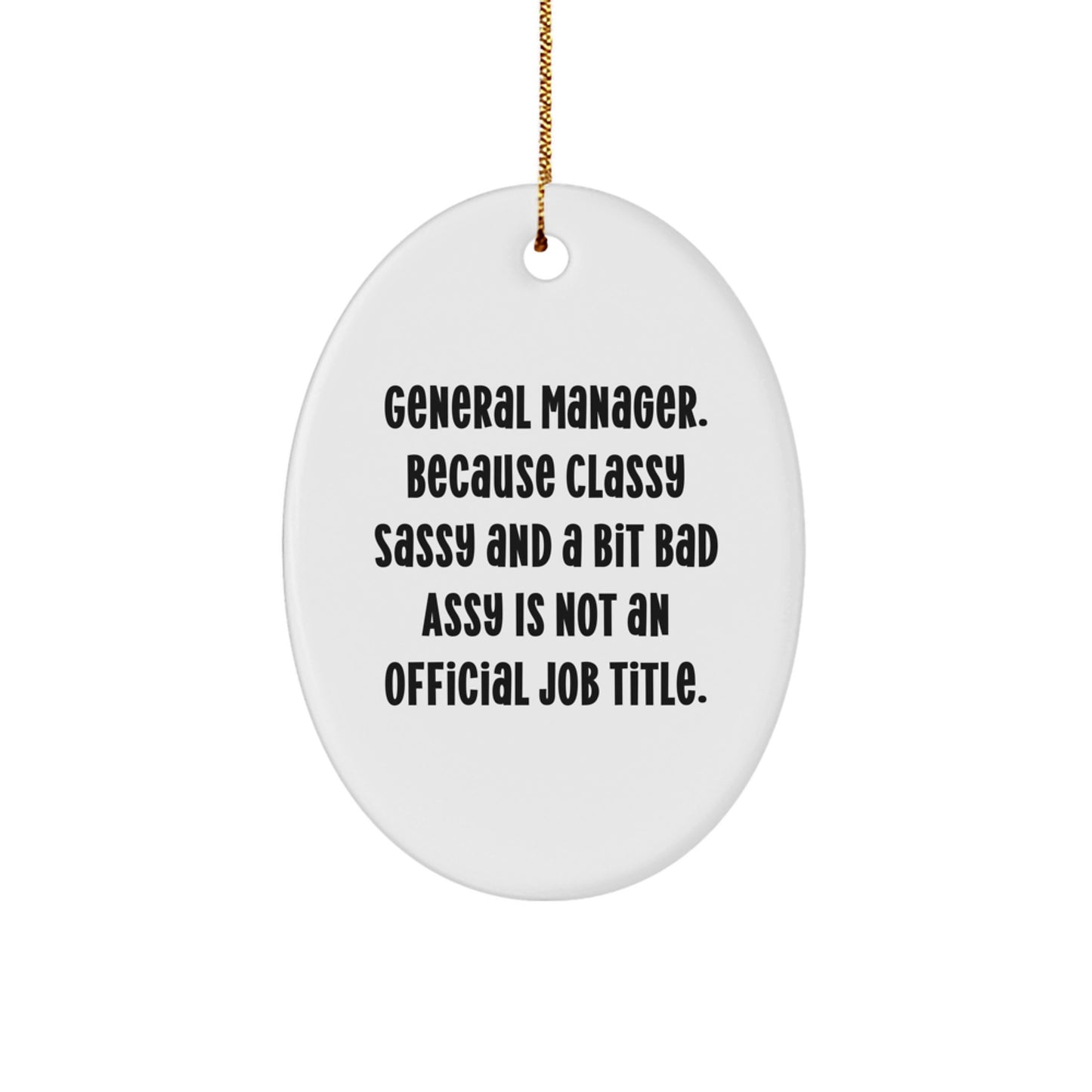 Funny General Manager Gifts, Oval Ornament with Sass, Gifts from Men to Coworkers for Christmas, Unique General Manager Office Decor - Image 1