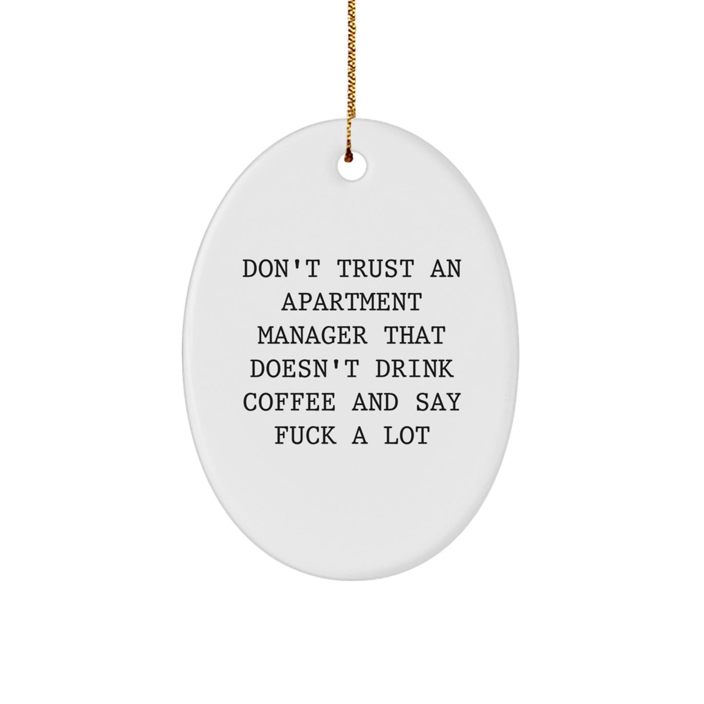 Funny Apartment Manager Gifts from Friends - Oval Ornament, 'Don't Trust...' Quote, Christmas Unique Gifts - Image 1