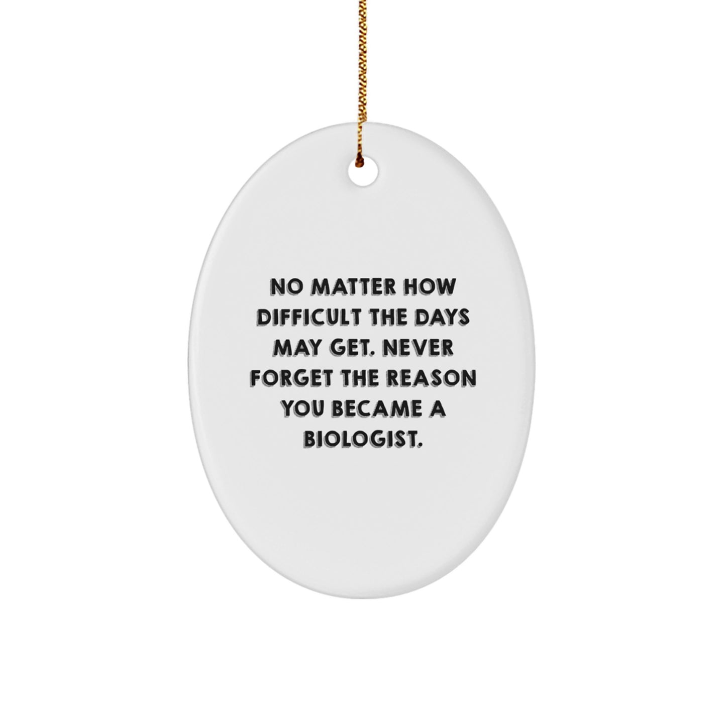 Inspirational Biologist Gifts for Christmas - Oval Ornament with Quote 'No Matter How Difficult...' - Gifts from Friends to Coworkers - Image 1