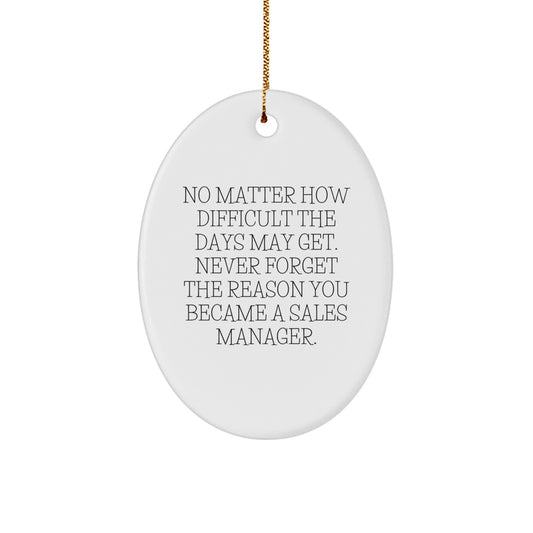 Sales Manager Inspirational Gifts from Friends, Oval Ornament for Men or Women, 'Never Forget the Reason' Quote, Unique Christmas Unique Gifts - Image 1