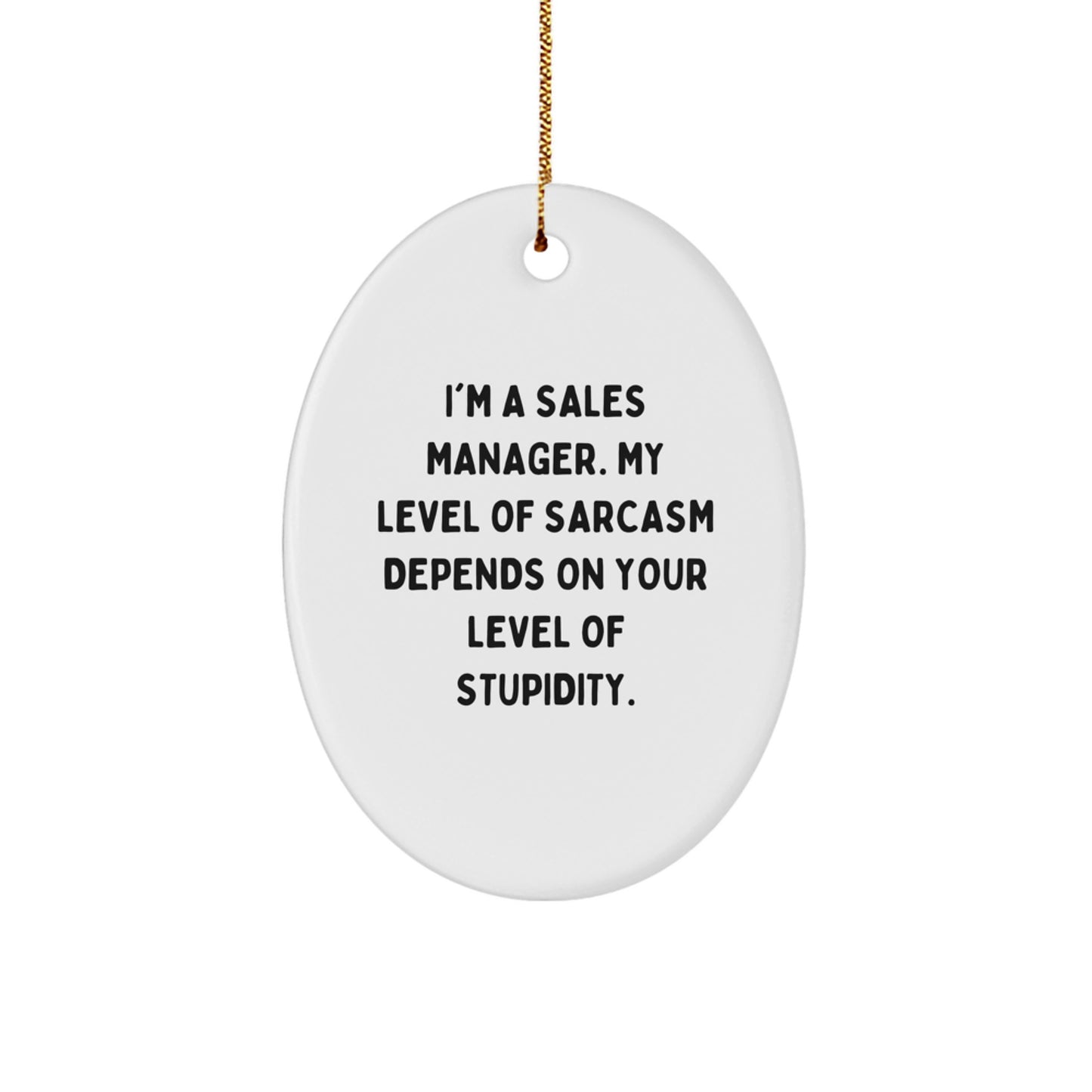 Funny Sales Manager Gifts, Oval Ornament with Sarcasm Quote, Gifts from Coworkers to Sales Manager, Christmas Unique Gifts for Sales Manager Friends - Image 1