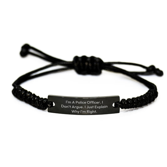 Police Officer Quote Rope Bracelet, Funny Officer Gifts from Men, Gifts for Police Officers on Birthday, Unique Birthday Unique Gifts for Men - Image 1