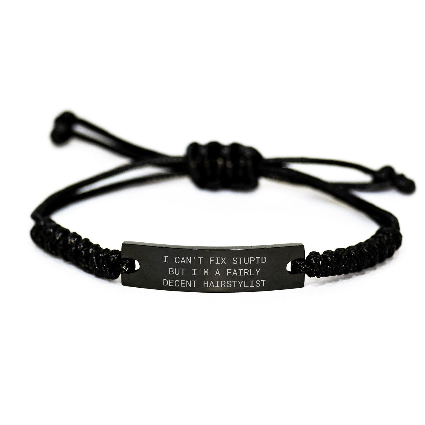 Hairstylist Gifts Funny Quote Rope Bracelet Adjustable Black Stainless Steel for Friends Family Coworkers from Men Women Graduation Unique Presents - Image 1