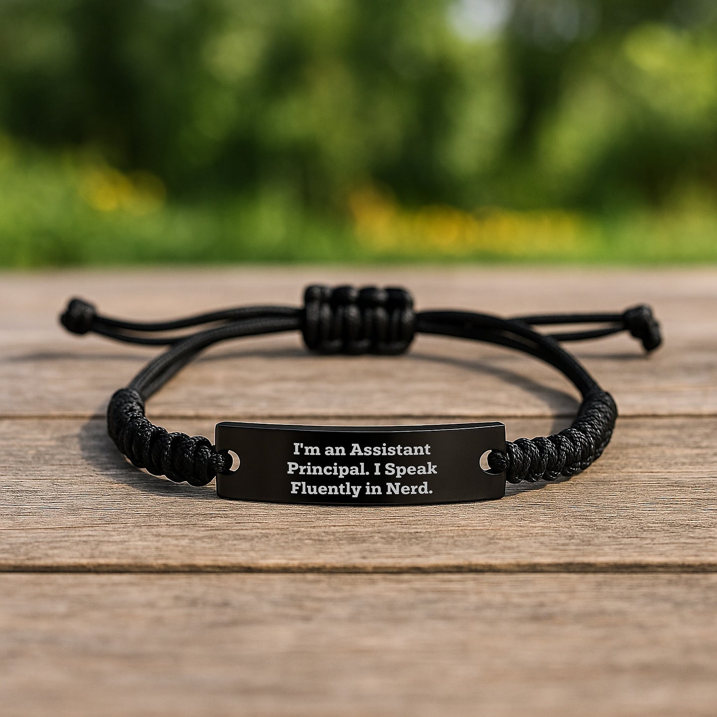 Funny Assistant Principal Gifts for Men, 'I'm An Assistant Principal. I Speak Fluently In genius.' Quote Rope Bracelet, Gifts from Men to Assistant Principal, Graduation Unique Gifts - Image 2