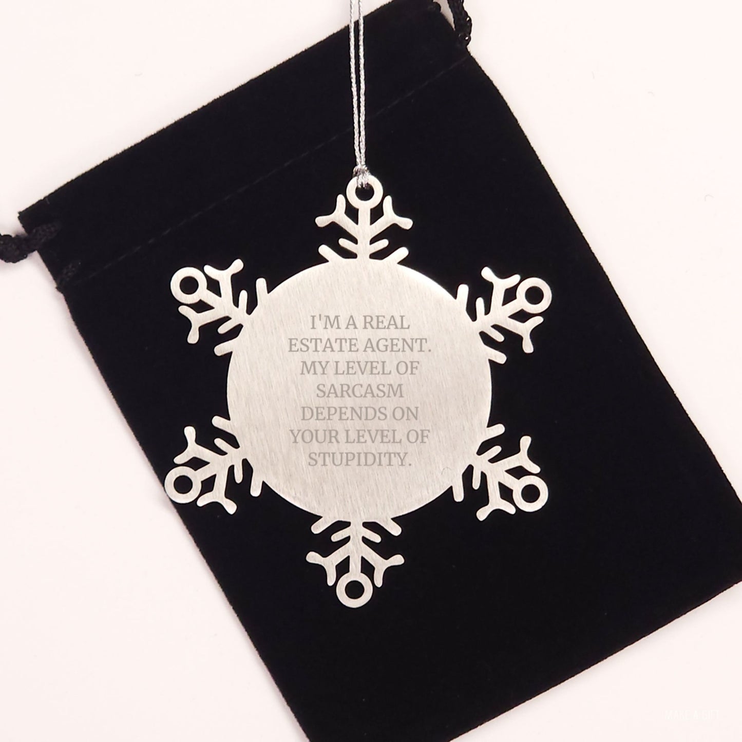 Funny Real Estate Agent Gifts, Snowflake Ornament with Sarcasm Quote, Gifts from Friends to Real Estate Agent, Unique Christmas Unique Gifts - Image 2
