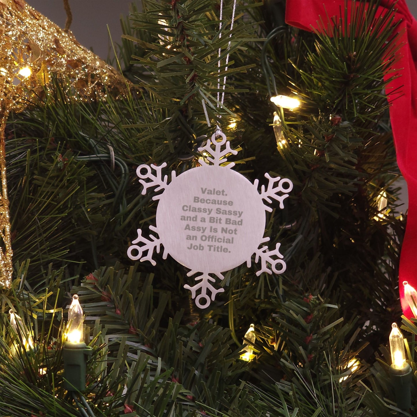 Valet Gifts from Friends, Unique Snowflake Ornament for Men, Women, Coworkers, Family - Classy Sassy And A Bit Fearlessy Is Not An Official Job Title. - Image 3