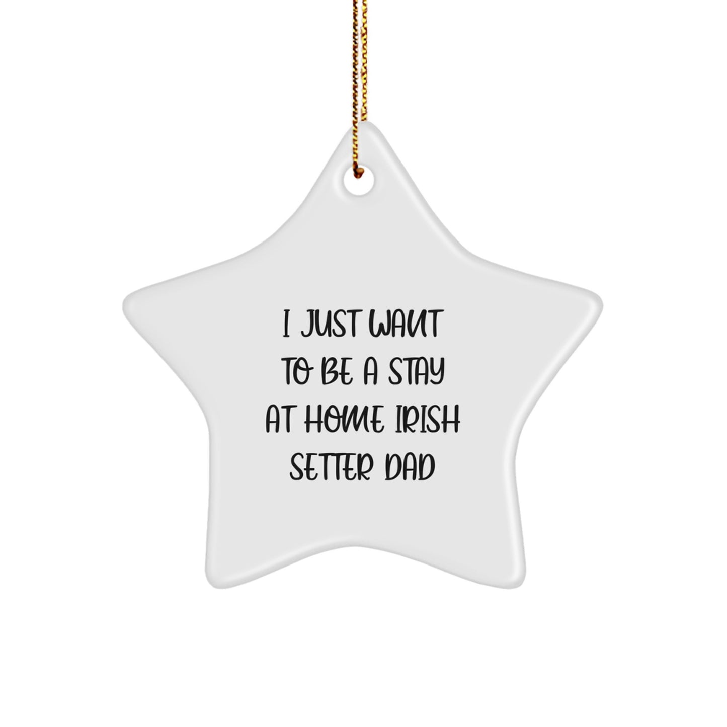 Irish Setter Dad's Funny Christmas Unique Gift, 'I Just Want To Be A Stay At Home Irish Setter Dad', White Star Ornament, Gifts from Men to Friends - Image 1