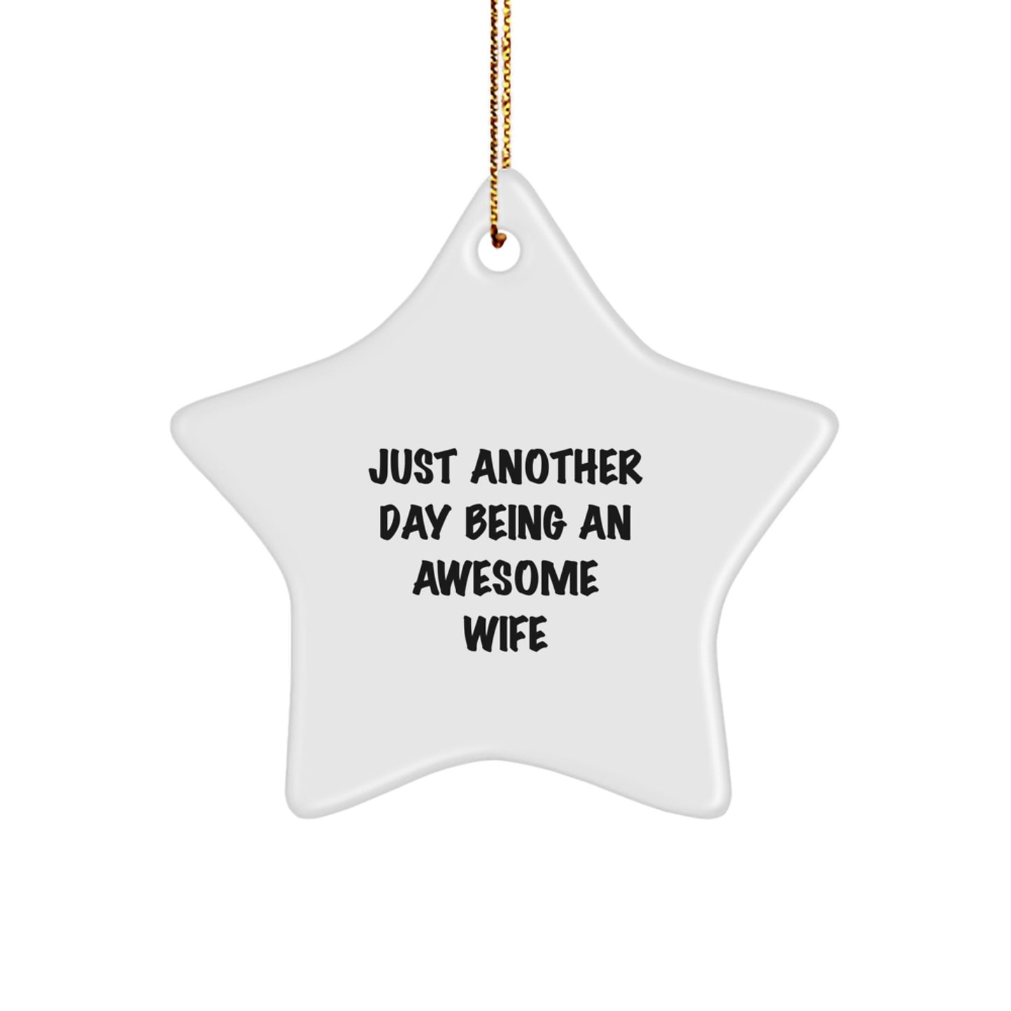 Funny Wife Gifts from Men, Unique Star Ornament 'Just Another Day Being An Awesome Wife', Christmas Decorations for Women, Husband's Thoughtful Presents - Image 1