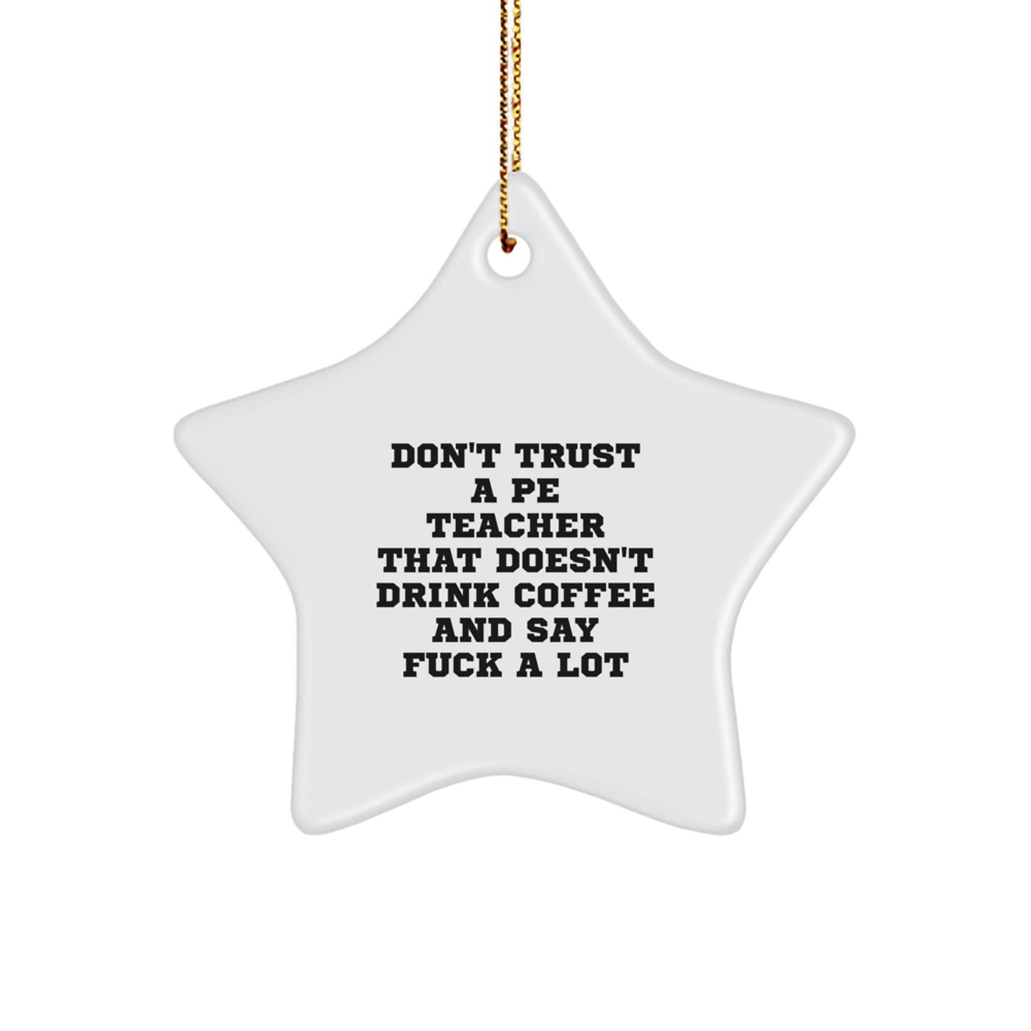Funny PE Teacher Gifts from Friends for Christmas - Star Ornament with 'Don't Trust...' - Image 1