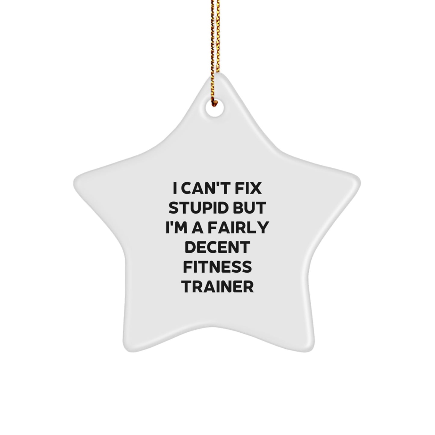 Funny Fitness Trainer Gifts from Men to Friends for Christmas Star Ornament 'I Can't Fix Stupid But I'm A Fairly Decent Fitness Trainer' - Image 1
