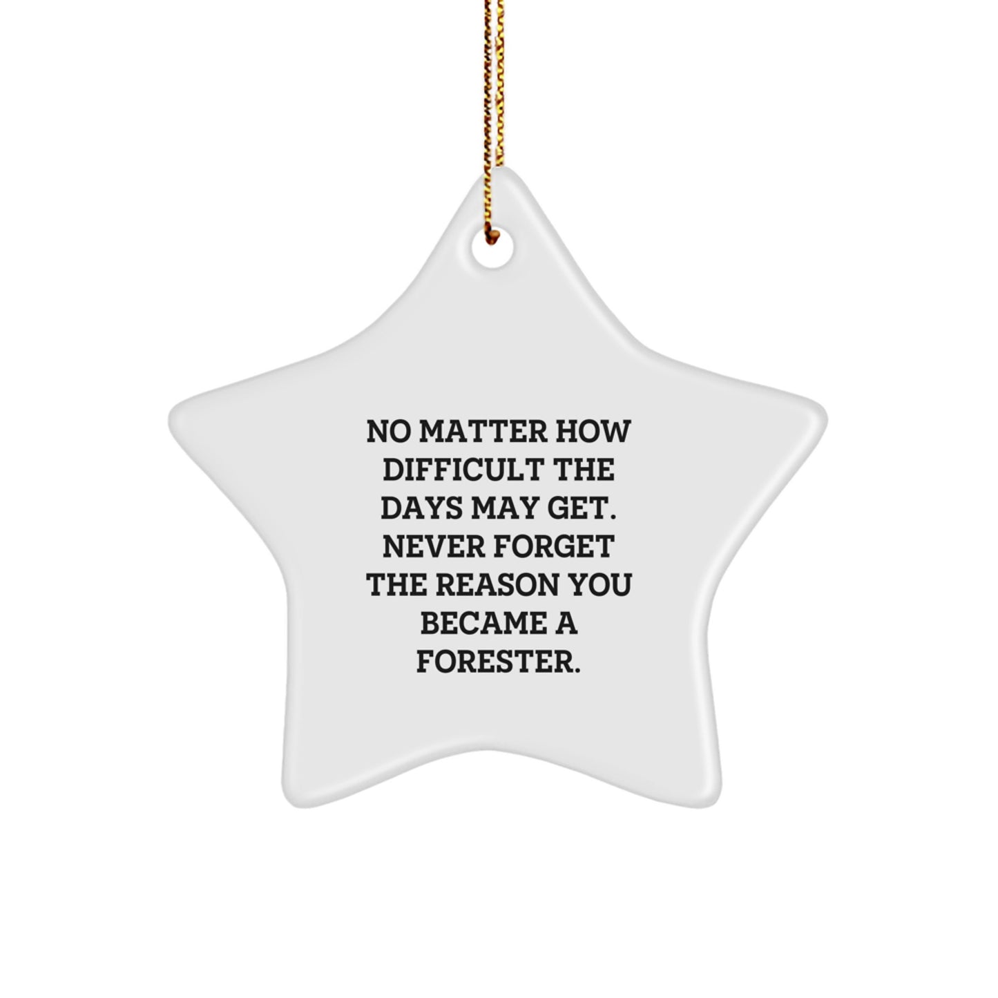 Inspirational Forester Gifts from Friends for a Christmas Star Ornament, 'No Matter How Difficult The Days May Get. Never Forget The Reason You Became A Forester.' - Image 1