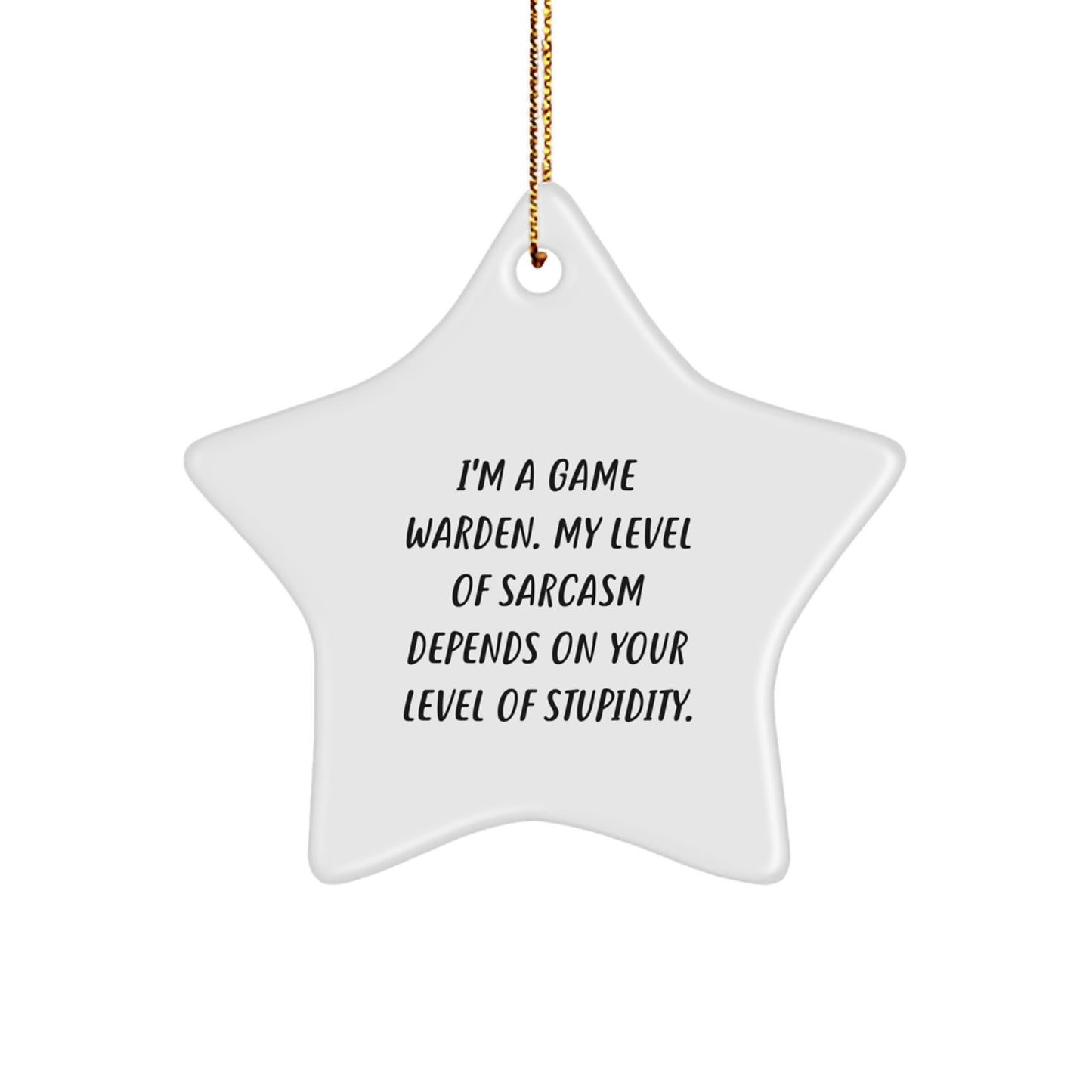 Funny Game Warden Star Ornament for Friends Gifts from Men - 'I'm a Game Warden, My Level of Sarcasm Depends on Your Level of Stupidity' - Christmas Unique Gifts - Image 1