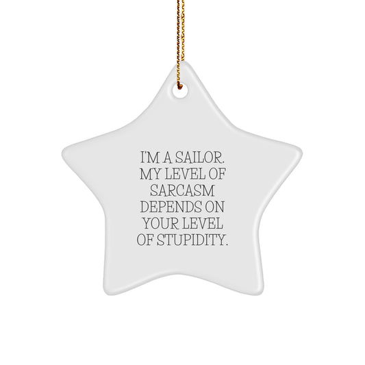 Sailor Gifts from Friends - Funny Star Ornament for Christmas, 'I'm A Sailor' Sarcasm Level Depends on Your Stupidity, Gifts for Sailor, Unique Christmas Unique Gifts from Men to Women - Image 1