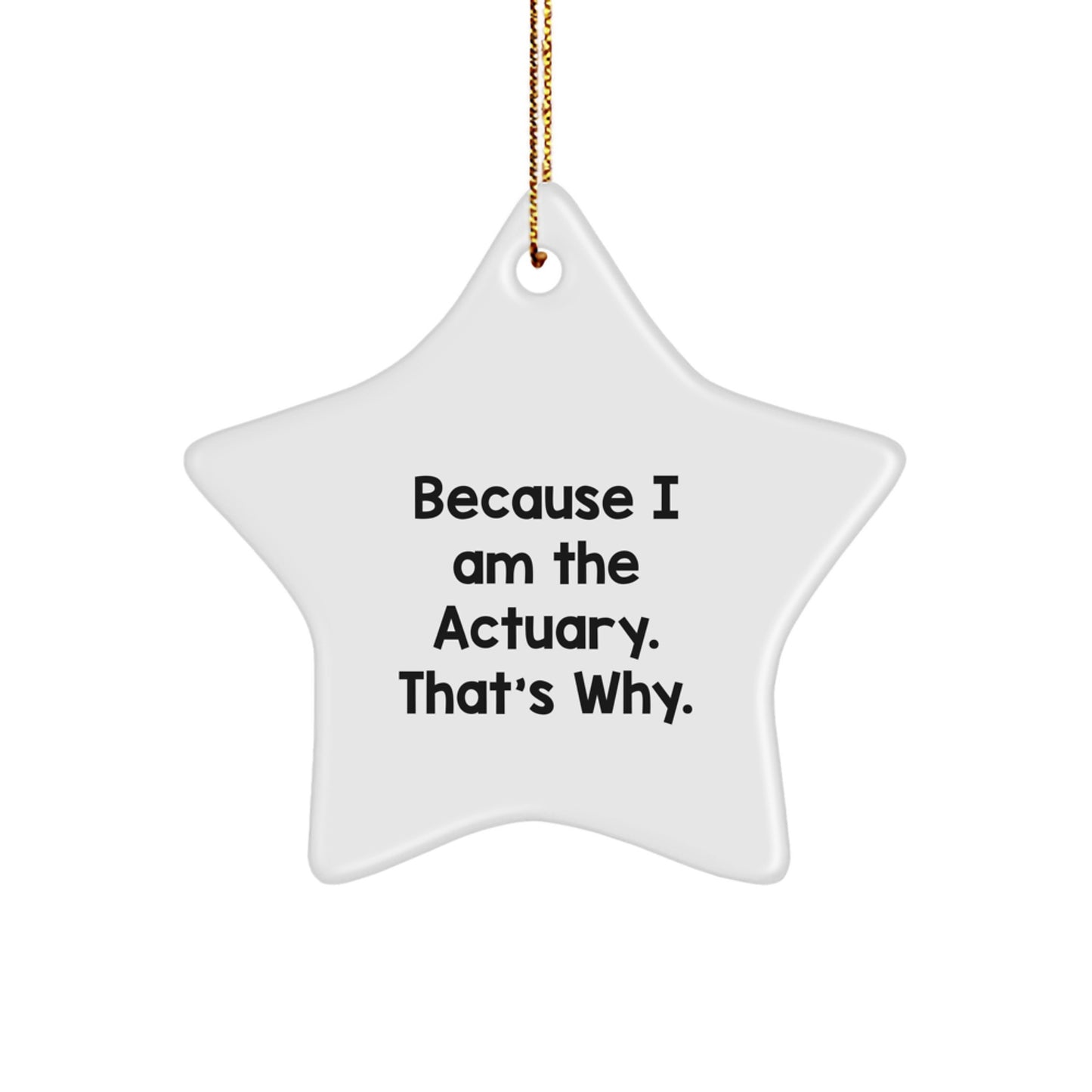 Actuary Gifts Because I Am The Actuary. That's Why. Star Ornament, Christmas Unique Gifts from Friends to Actuary - Image 1