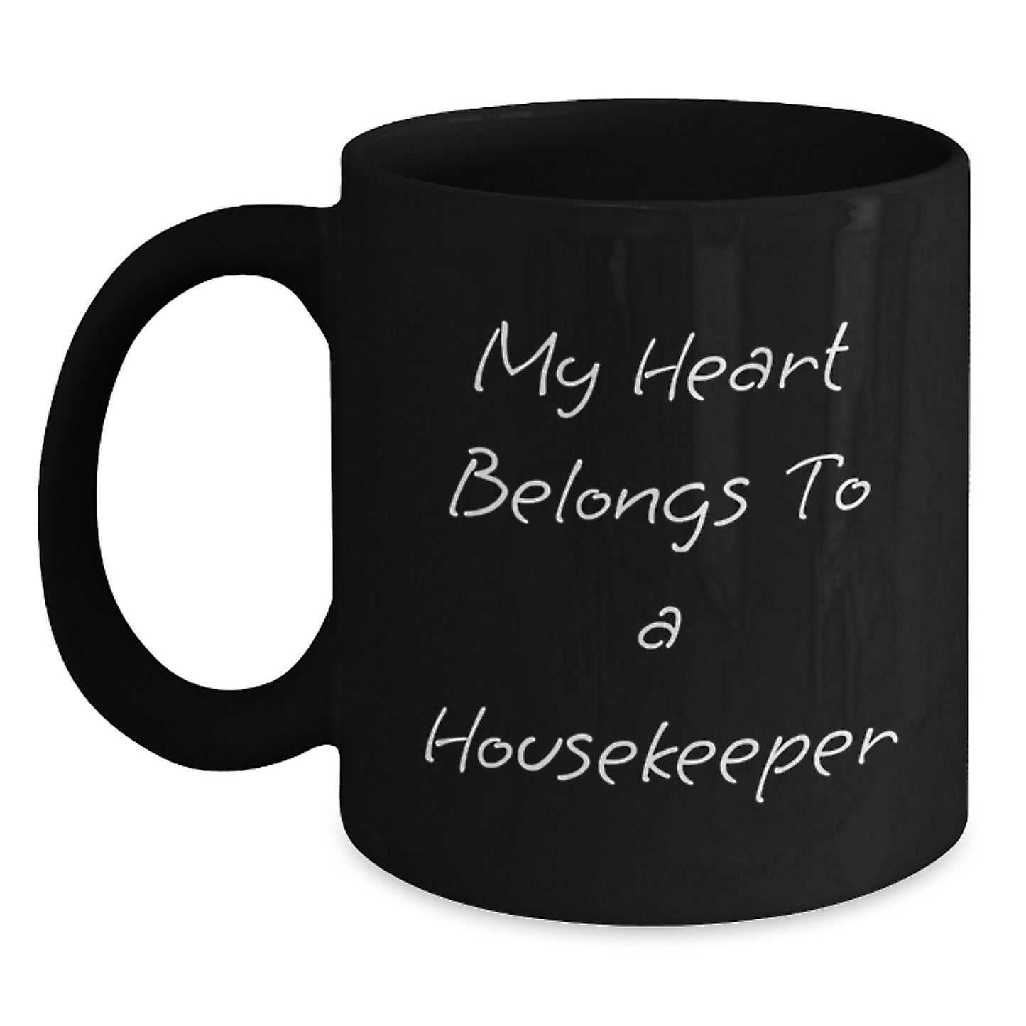 Funny Housekeeper Gifts from Men for Housekeeper Black Coffee Mug, 'My Heart Belongs To A Housekeeper', Birthday Unique Gifts for Her - Main