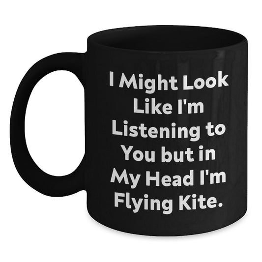 Kite Flying Inspirational Funny Gifts from Friends, Gifts for Kite Flying Enthusiasts, Black Coffee Mug with Quote, Unique Graduation Gifts - Main