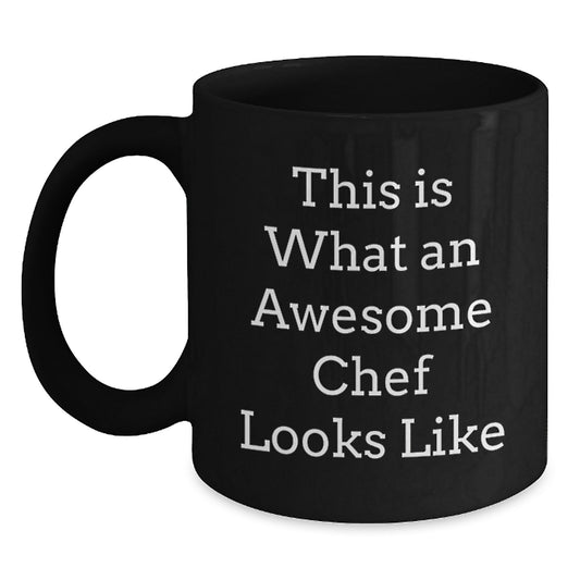 Funny Chef Gifts for Graduation, 'This Is What An Awesome Chef Looks Like' Black Coffee Mug, Perfect for Men, Women, Friends, Coworkers, Family - Main