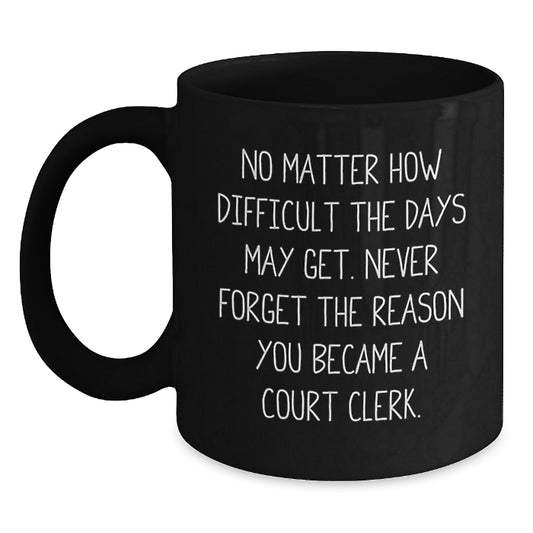 Inspiring Court Clerk Gifts, Black Coffee Mug, Never Forget the Reason - Gifts from Friends, Family or Coworkers for Court Clerk's Birthday - Main