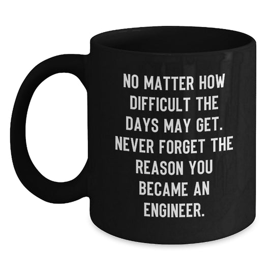 Gifts from Friends and Family for Engineer Graduation - 'No Matter How Difficult The Days May Get' Inspirational Quote Black Coffee Mug, Microwave and Dishwasher Safe, 11oz or 15oz - Main