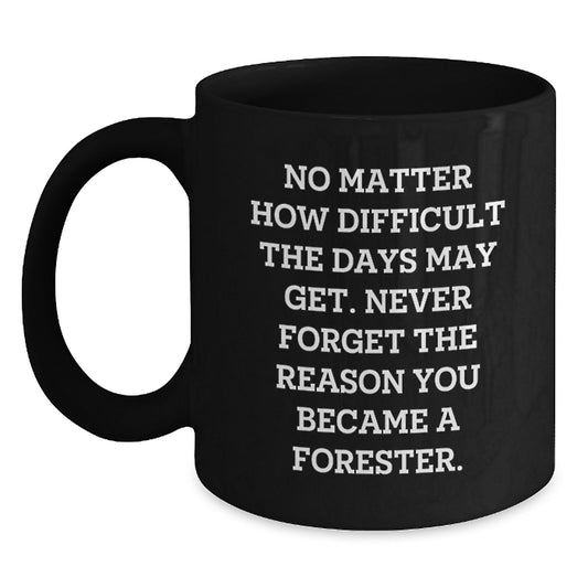 Forester Inspirational Gifts from Friends for Graduation - Black Coffee Mug, No Matter How Difficult The Days May Get - 11oz or 15oz, Microwave and Dishwasher Safe - Main
