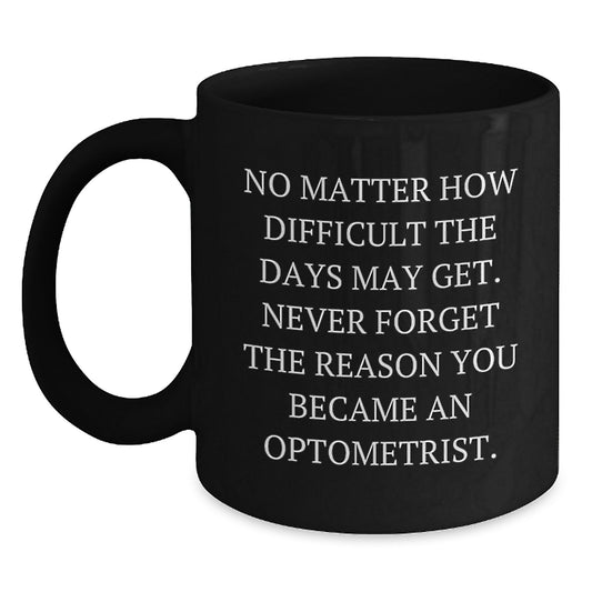 Gifts from Friends, Funny Optometrist Quote Black Coffee Mug, Gifts for Optometrist Birthday Inspirational Mug, Never Forget the Reason You Became an Optometrist - Main