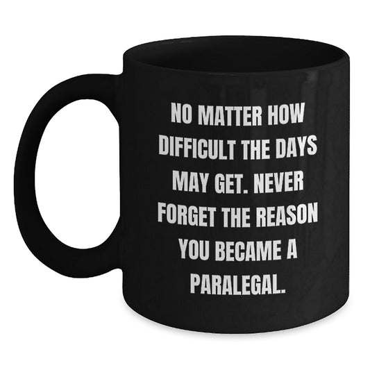 Paralegal Inspirational Quotes Black Coffee Mug Gifts from Family for Paralegal Graduation Unique - Main