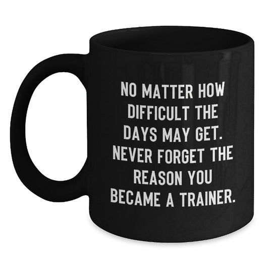 Gifts from Men to Trainer Friends - Inspirational Quote Coffee Mug, Perfect Birthday Unique Gift for Women, Black 11oz/15oz Ceramic Trainer Mug - Main