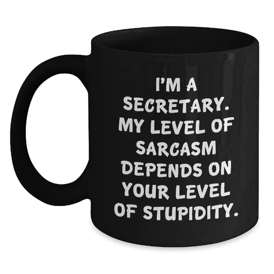 Funny Secretary Mug, Gifts from Friends for Christmas Unique Gifts, Secretary Black Coffee Mug with Sarcasm Quote - Main