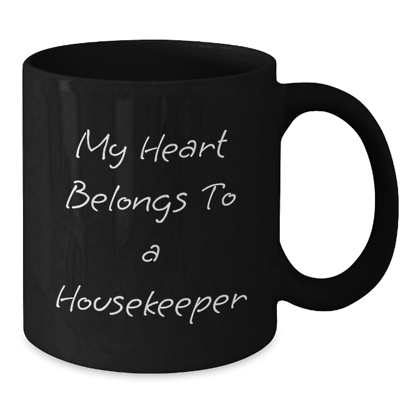 Funny Housekeeper Gifts from Men for Housekeeper Black Coffee Mug, 'My Heart Belongs To A Housekeeper', Birthday Unique Gifts for Her - Additional