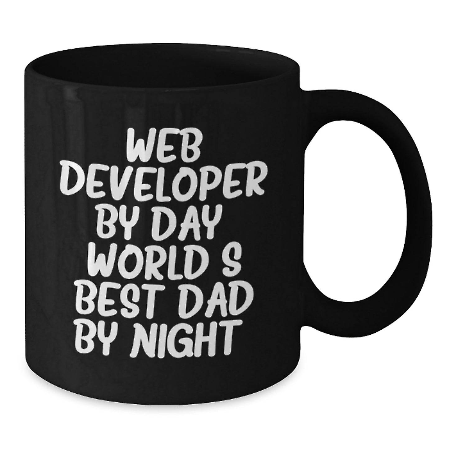 Web Developer Gifts, Funny Black Coffee Mug for Graduation, 'Web Developer by Day, World's Best Dad by Night' - Gifts from Dad to Web Developer Friends - Additional