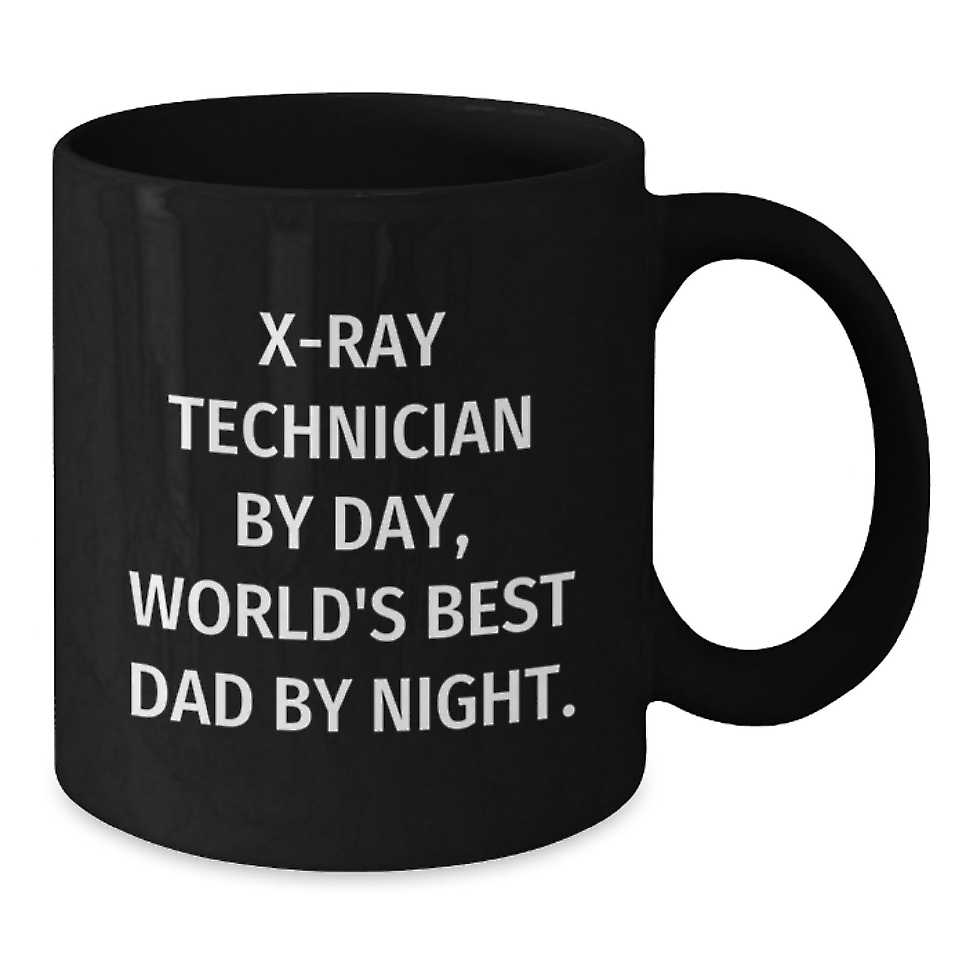X-Ray Technician Gifts for Him, Funny Black Coffee Mugs with Quote 'X-Rayer By Day, World's Best Dad By Night.' - Unique Graduation Gift from Family to X-Ray Tech - Additional