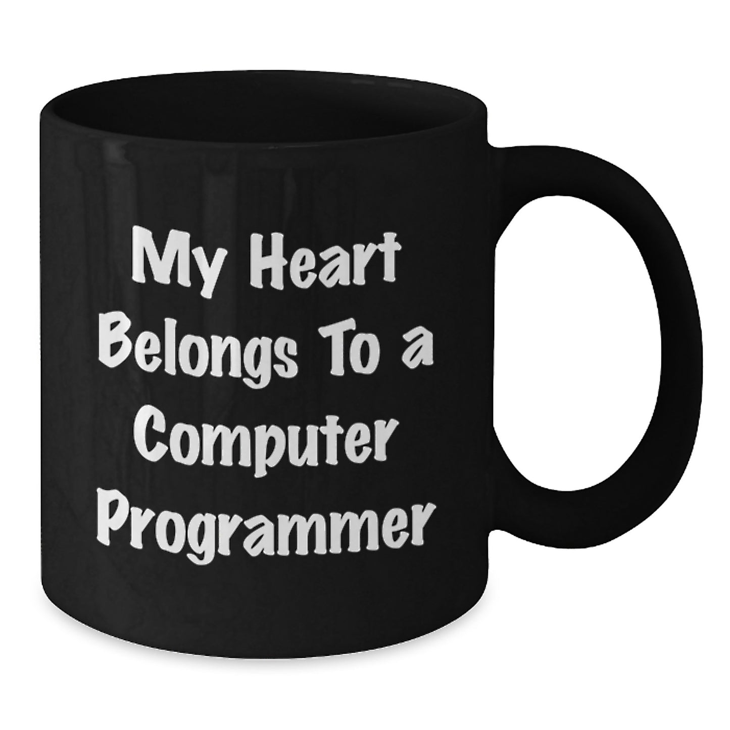 Funny Computer Programmer Gifts from Friends, Inspirational 'My Heart Belongs To A Computer Programmer' Black Coffee Mug for Birthday - Additional
