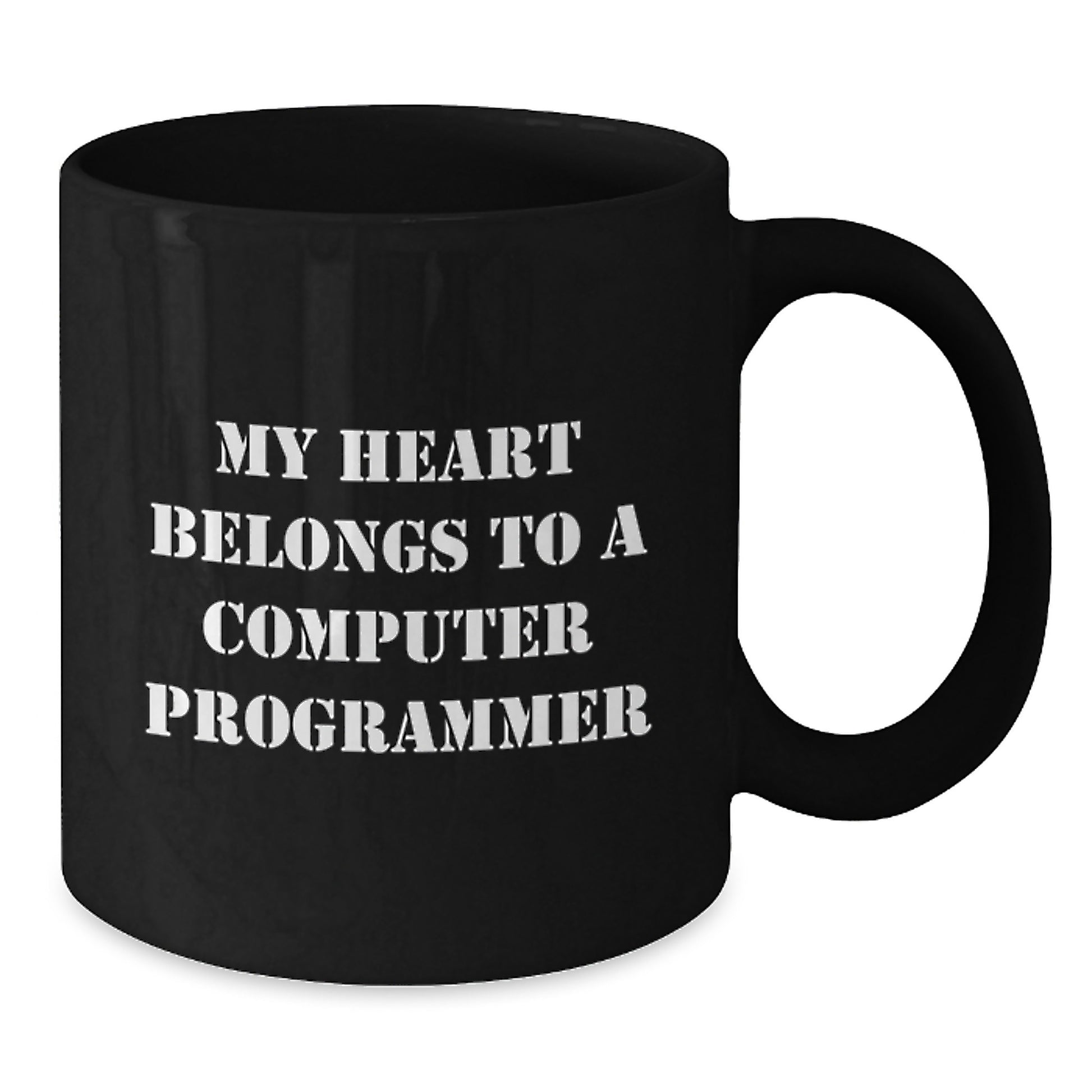 Funny Computer Programmer Gifts from Friends, Black Coffee Mugs for Birthday, 'My Heart Belongs To A Computer Programmer' Quote, Gifts for Computer Programmers - Additional