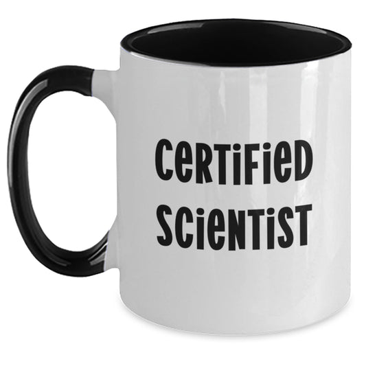Funny Scientist Gifts from Friends to Men on Birthday, Two Tone Coffee Mug with Inspirational Quote - Main