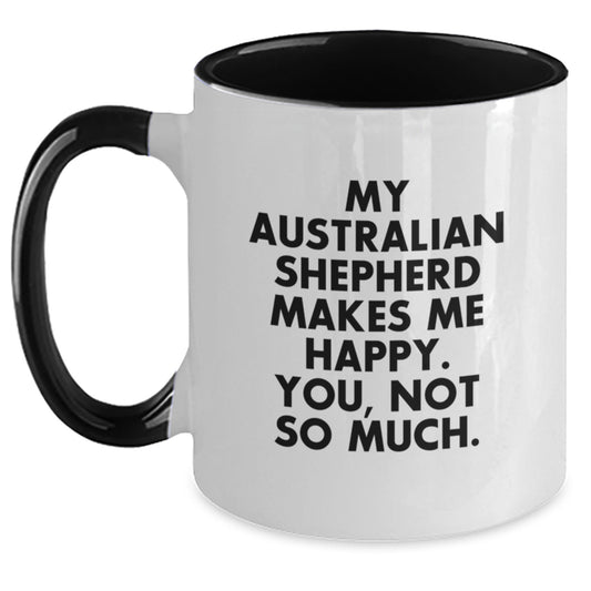 Australian Shepherd Dog Gifts, Funny Quote Coffee Mug for Birthday, Gifts from Friends to Family, Unique Two Tone Mug for Him/Her - Main