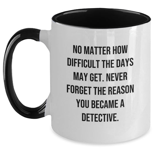 Detective Gifts, Inspirational Quote, Two Tone Coffee Mug for Graduation - Gifts from Friends, Family, or Coworkers for Detective Men or Women - Main