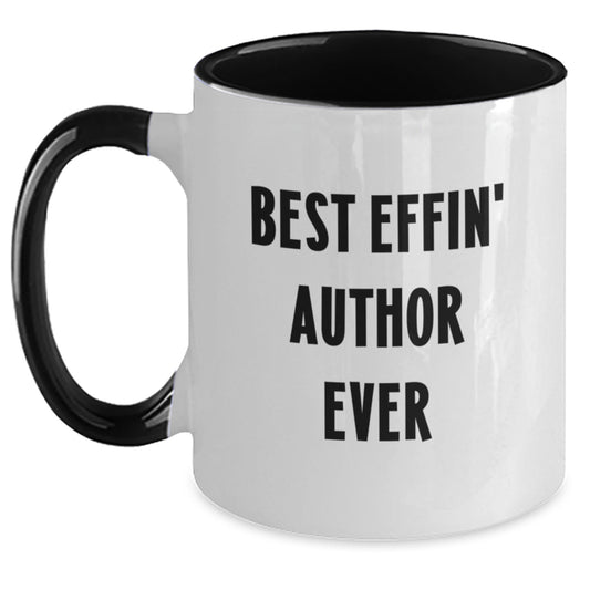Funny Author Gifts from Friends - Best Effin' Author Ever Two Tone Coffee Mug, Birthday Unique Presents for Authors - Main