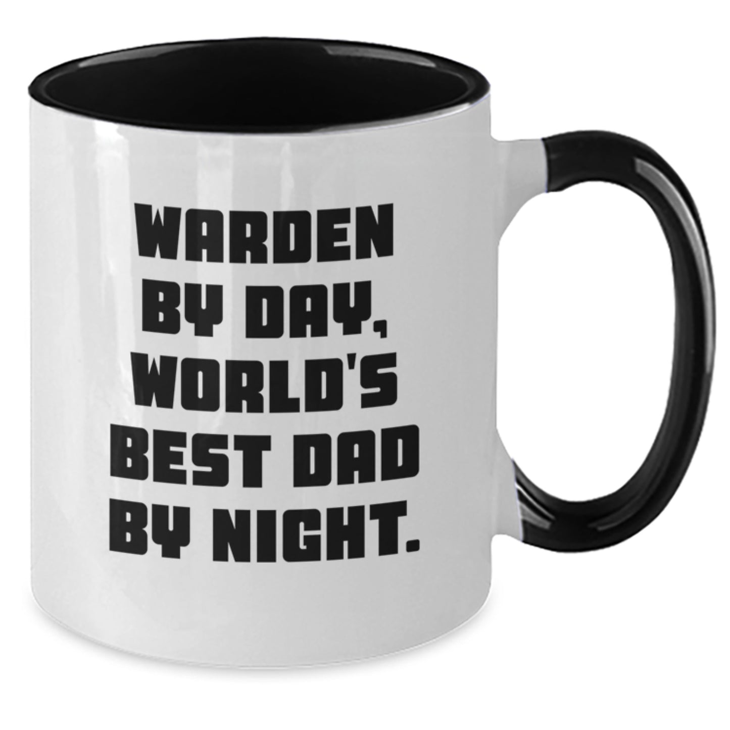 Warden Gifts Funny Two Tone Coffee Mug Warden By Day, World's Best Dad By Night Graduation Unique - Additional