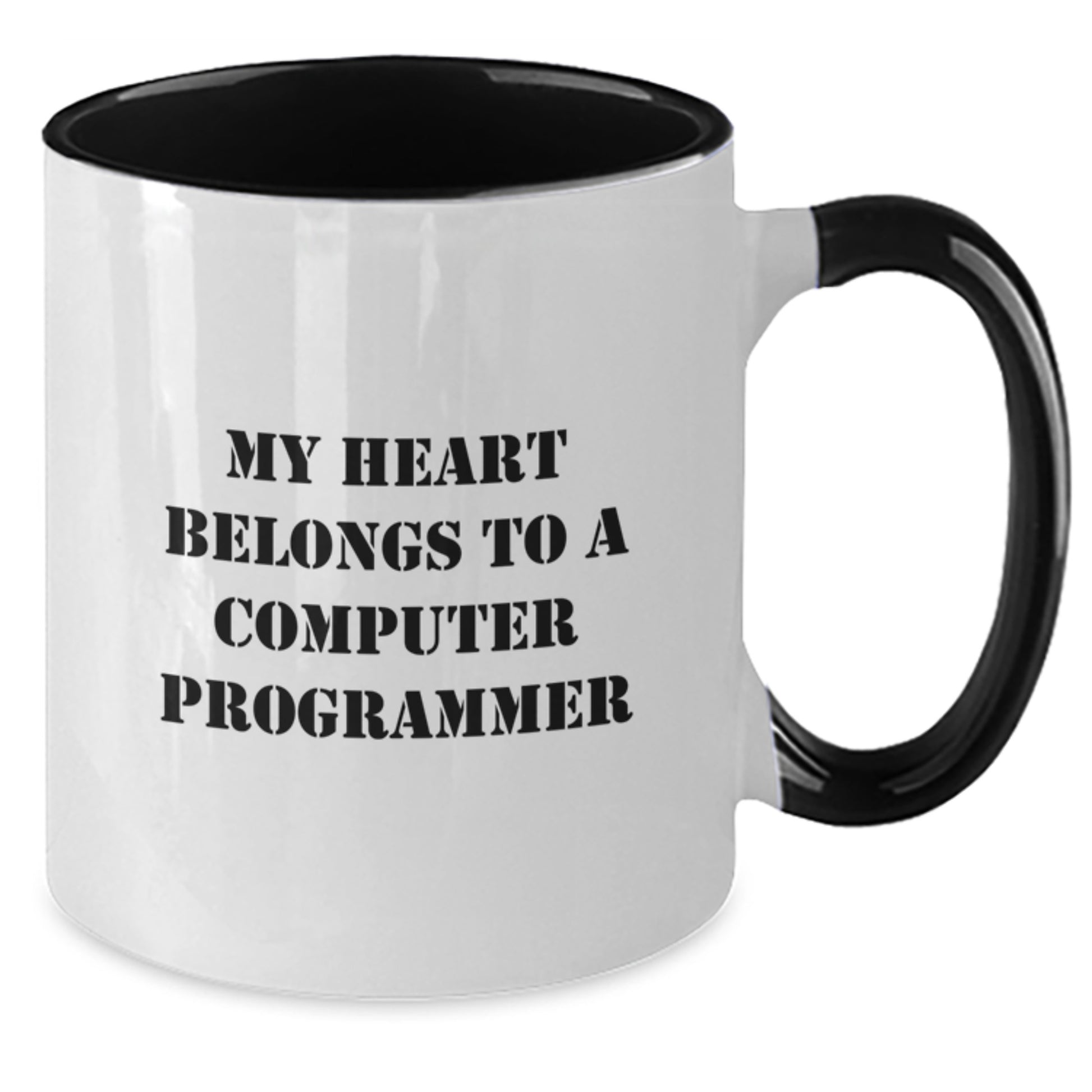 Funny Computer Programmer Gifts, My Heart Belongs To A Computer Programmer Two Tone Coffee Mug, Birthday Unique Gifts from Men to Friends, Coworkers, or Family - Additional
