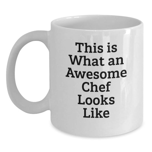 Funny Chef Gifts from Friends for Graduation, White Coffee Mug - 'This Is What An Awesome Chef Looks Like' - Main