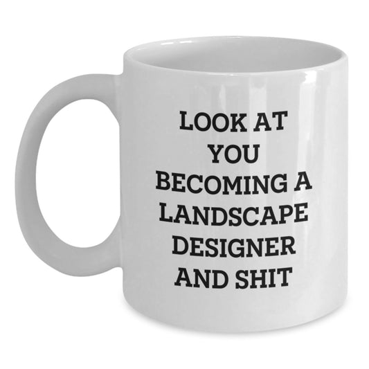 Funny Landscape Designer Gifts from Friends for Him Her Unique White Coffee Mug for Graduation Ceremony - Main