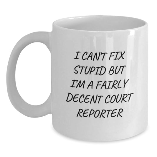 Funny Court Reporter Gifts from Friends, Gifts for Court Reporters, White Coffee Mug - Main