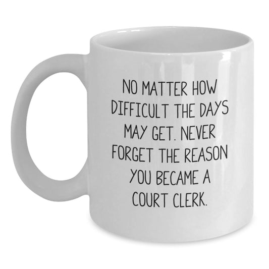 Court Clerk Inspirational Quote Funny White Coffee Mug Gifts from Friends for Court Clerk Birthday Unique Gifts - Main