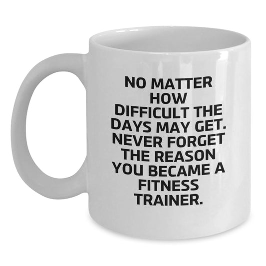 Fitness Trainer Inspirational Gifts from Friends to Fitness Trainers, White Coffee Mug, Birthday Unique Gifts for Men, Funny Quote - Main