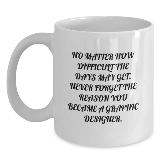 Inspirational Graphic Designer Gifts from Friends - 'Never Forget The Reason You Became A Graphic Designer.' White Coffee Mug for Birthday - Main