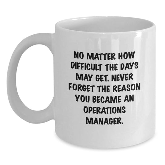Inspirational Operations Manager Gifts, Funny Quote White Coffee Mug, Gifts from Friends for Operations Manager Graduation, 11oz or 15oz - Main