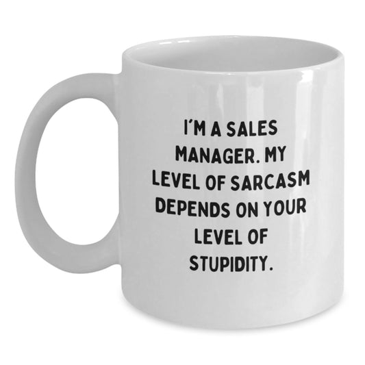 Funny Sales Manager White Coffee Mug Gifts from Friends, Coworkers, Family - Birthday Unique Ideas for Sales Manager, Men, Women - Main