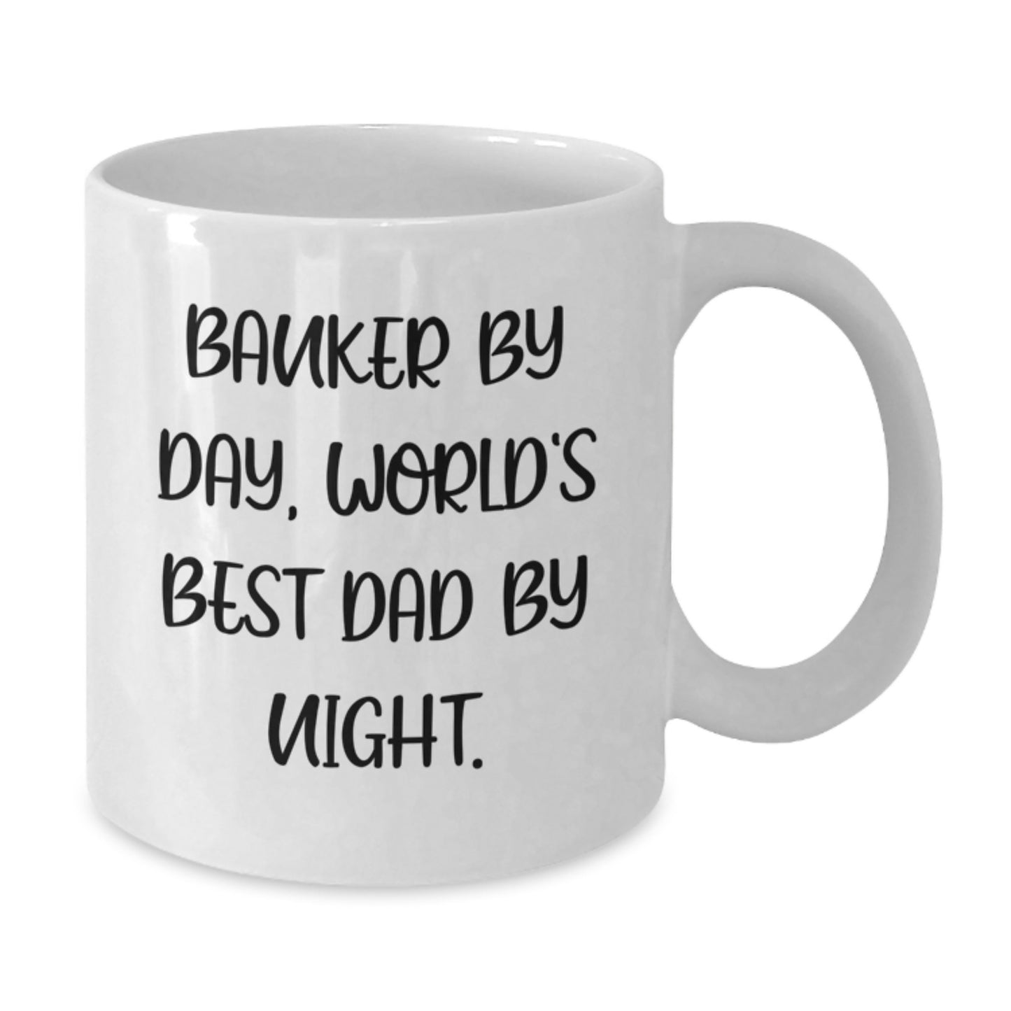 Funny Banker Gifts, White Coffee Mug for Banker By Day, World's Best Dad By Night. Gifts from Family to Banker, Birthday Unique Gifts - Additional