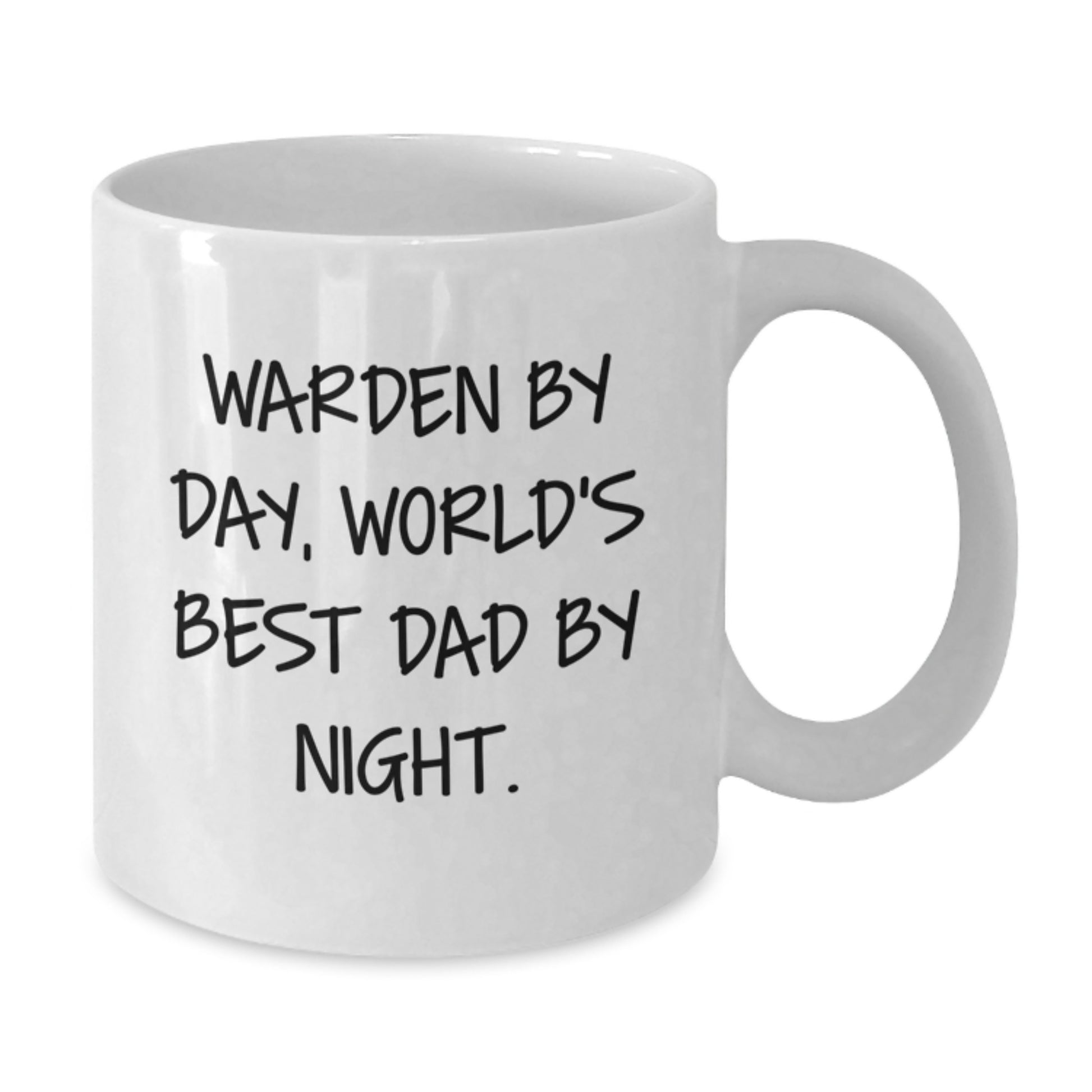 Warden By Day, Funny Gifts for Warden from Family, White Coffee Mug for Graduation, World's Best Dad By Night. - Additional